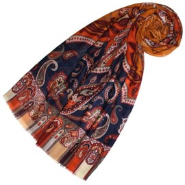 Lorenzo Cana - 78666 Women's Pashmina Scarf Soft Wool Merino Lamb Paisley Colourful Pattern 70 cm x 180 cm Wool Scarf Wool Scarf, Colourful