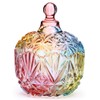 Danmu 1Pc Colorful Glass Storage Jar with Lid Candy Cookie