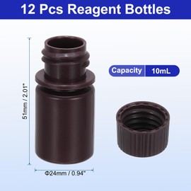 PATIKIL 12Pcs 10ml Reagent Bottles, PP Wide Mouth Round Bottles with Screw Cap for Lab Water Reagent Liquids Solid Sample Storage Seal, Brown