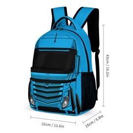 ZCJB-WSRY Truck Backpack with Lunch Box & Pencil Case, 16 Inch Cool Truck Themed Bookbag, Adjustable Lightweight Large Capacity, Colorful Cartoon Car Backpack Set for Kids Girls Boys School