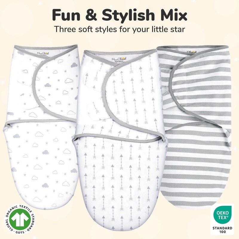 Mama Cheetah Organic Baby Swaddle Blanket, Adjustable Newborn Swaddle Sleep