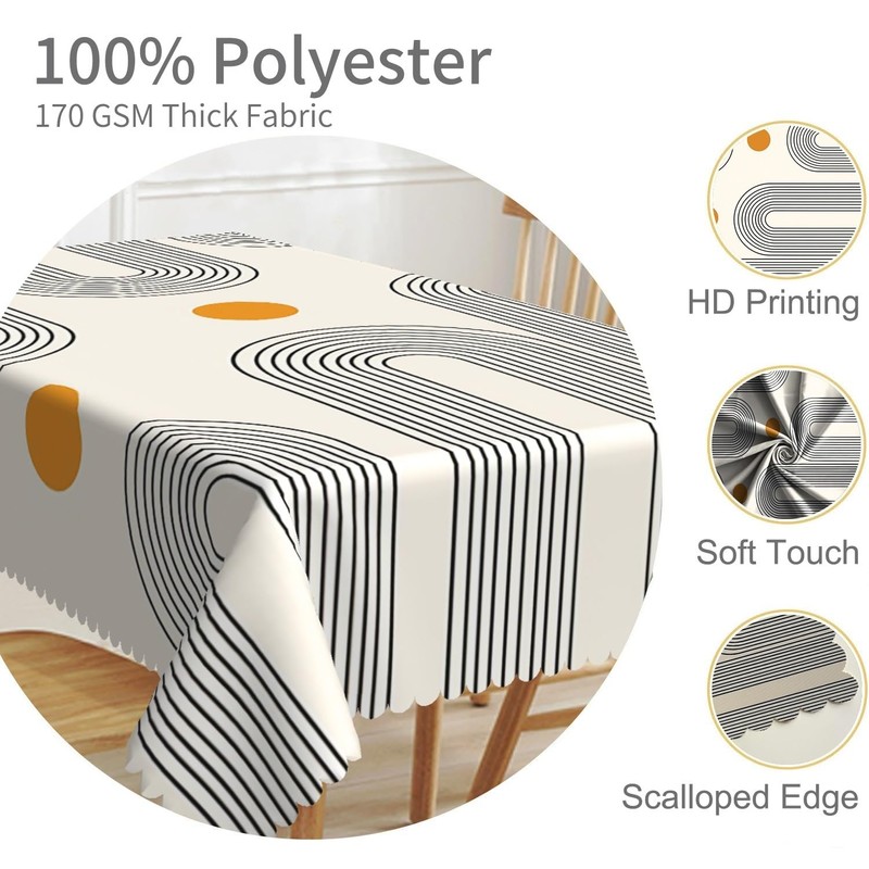 TTQYFNM 60x84inches Boho Mid Century Tablecloth Minimalist Abstract Arch Simple