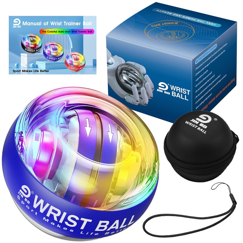 Wrist training ball, self-starting gyro forearm exerciser power ball and