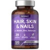 Hair Skin and Nails Vitamins | with Biotin, Zinc and