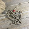 Handmade Crazy Chicken Lady Wood Chicken Christmas Ornament