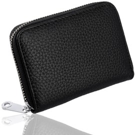 NobleTicks Card Case, Coin Case, Simple and Large Capacity, Card Holder, Wallet, Coin Purse, Large Capacity, Men's, Leather, Black