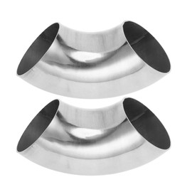 Motoforti 2pcs 90 Degree Mandrel Bend Elbow Car Exhaust Pipe Tubing Piping 2.35" Inch OD Thickness 1.0mm/19GA 60x155x1.0mm 304 Stainless Steel Silver Tone