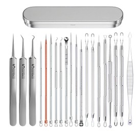 20 pcs Pimple Popper Tool Kit, Black Head Remover for Nose and face,Acne Blackhead Tools for Blemish, Premium Professional Stainless Acne Pimple Extractor Tool with Metal Box
