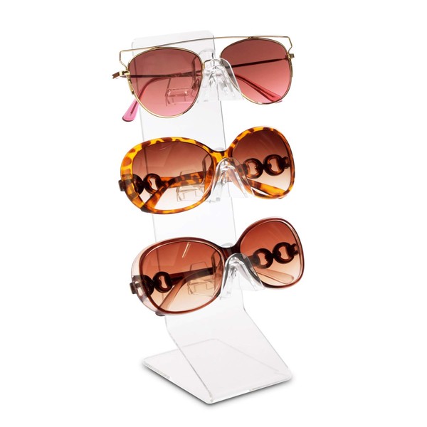 MOOCA Acrylic Eyeglasses Frame and Sunglasses Display Stand, Sunglasses Rack, Sunglasses Display, Sunglasses Stand, Acrylic Sunglasses Holder, Fit for All Glass Sizes, 3 Frames