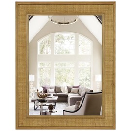 WallBeyond Rattan Wall Mirror Rectangle, 22 X 28 inch Rattan Mirror with Wooden Framed for Wall Decor Bathroom, Living Room, Entryway, Farmhouse, Bedroom