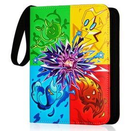4 Pocket Card Binder for Cards, Trading Card Binder Fits 400 Cards with 50 Removable Sleeves, Zipper Card Holder Case Album Book for Boys Girls