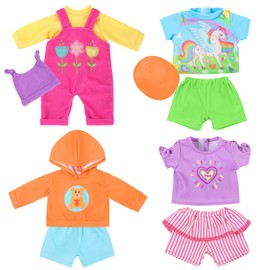 K.T. Fancy 4 Sets Baby Doll Clothes and Accessories for 16-18 Inch Dolls Outfits , 10 Pcs in Total (No Doll)