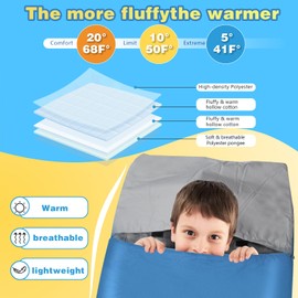 REDCAMP Kids Sleeping Bag for Boys Girls & Teens, 3 Season Cold Weather Sleeping Bag with Pillow Case for Backpacking Camping Hiking, 2.2lbs Blue