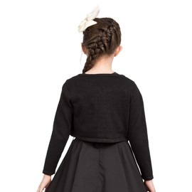 BlackButterfly Kids Long Sleeve Sparkle Cardigan Childrens Girls Bolero Shrug (Black, 7-8 YRS)