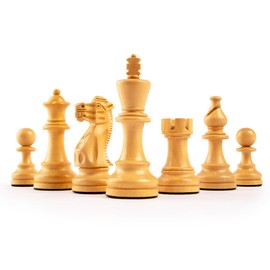 Full Deluxe Mahogany Boxwood Chess Pieces (1030) by Rechapados Ferrer, Luxury Chess Men Set Made in Barcelona by Experts (board not included), Adult 14+