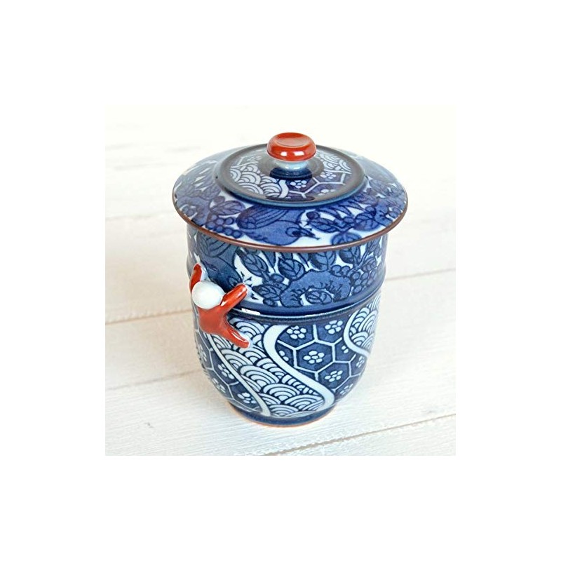 [有田焼] 花鳥 One 閑人 (Red) with Lid Tea Bowls