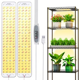 Grow Light, Full Spectrum Grow Lights for Under Cabinet Plant, Grow Lamp with 3/9/12H Auto On/Off Timer for Hydroponics, Seedlings, Succulents, Veg, Flowers, Succulents & More, 2-Pack ﻿