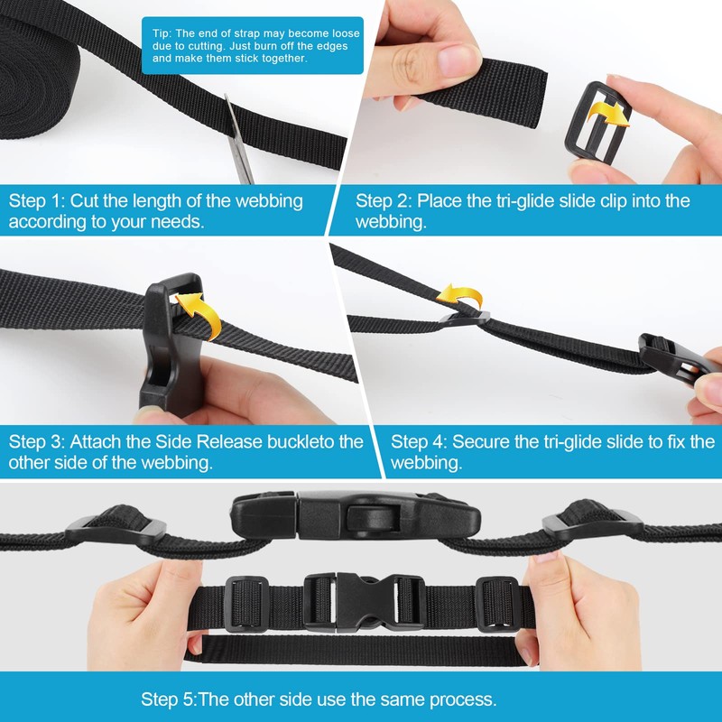 Phinus Buckle Straps 1 Inch, Webbing Straps Polypropylene 11 Yards,