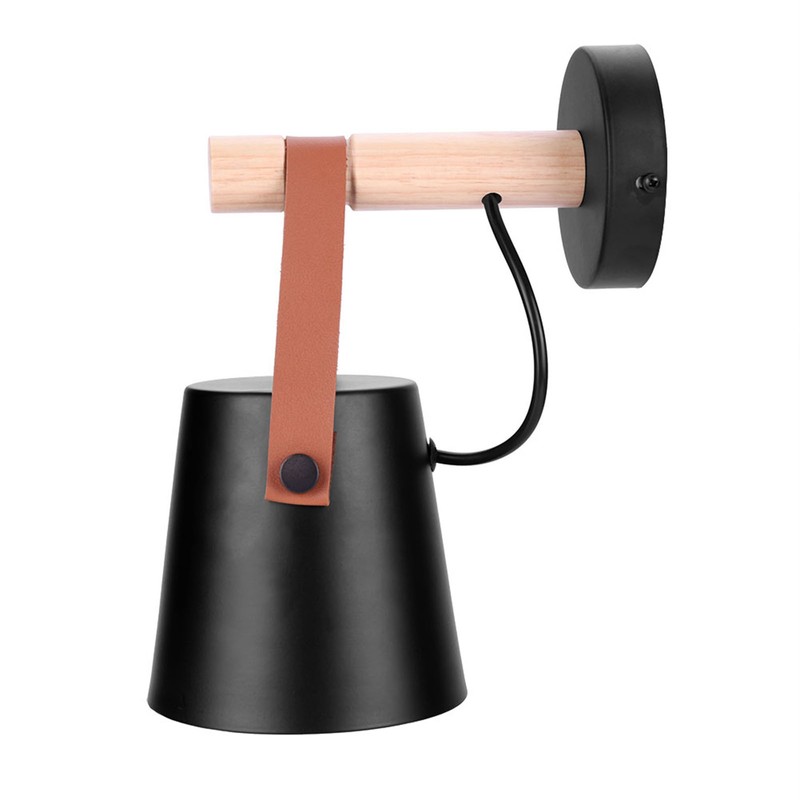 Modern Wooden Iron Bedroom Wall Mount Lamp Porch Corridor Study