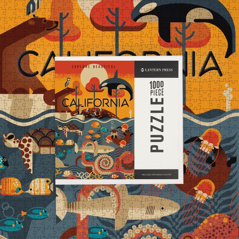 Lantern Press 1000 Piece Jigsaw Puzzle, California, Marine Animals, Geometric