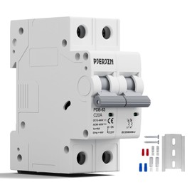 Pjerjzn Miniature Circuit Breaker 400VDC/AC 20A 2 Pole Solar Circuit Breaker Shut Off Switch, PV Isolator Solar Panel for Homes Battery (20 Amp)