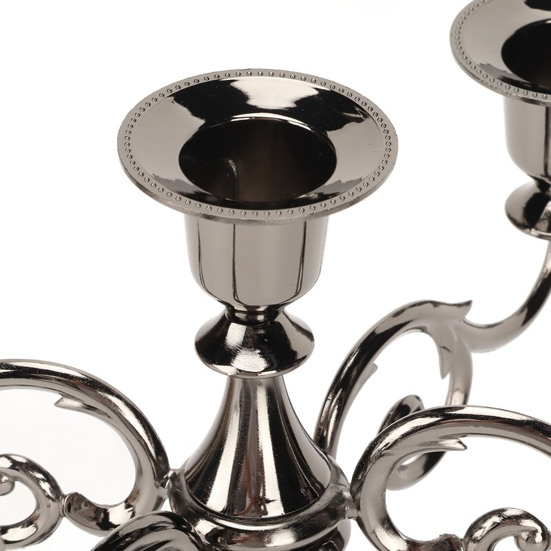 Metal Candelabra Black 5 Arms Elegant Colorfast Stable Wide Base
