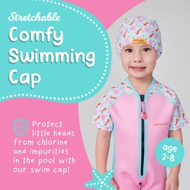 Cheekaaboo Swim Cap for Kids, Soft, Stretchable Spandex Swimming Hat, Quick-Dry Toddler and Kids Swimming Cap for 2-8 Years Old, Ideal for Beach and Pool, Jellyfish