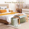 hardcometrue Boho Wicker Trash Can with Lid,Waterproof Bathroom Trash Can