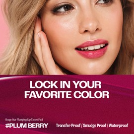 MAXCLINIC MAXCLINIC Rouge Star Plumping Lip Tattoo (0.17 oz) - 72-HR Long Lasting Waterproof Peel Off Lip Stain - Extreme Lip Plumper Transfer-Proof, Non -Sticky Hydrating Matte Lip Tint Tattoo (Plum Berry)