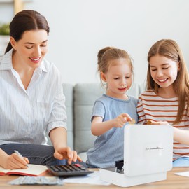 Cash Box with Money Tray and Lock, Money Box for Cash, Cash Register for Small Businesses, Metal Lock Box for Money 11.8" x 9.4" x 3.54" White