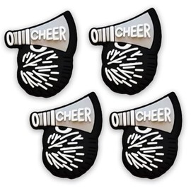 Cheer Shoe Charms for Clog Shoes Decoration Cheerleading Charms for Shoes Cheerleading Pompon Shoe Charm for Girl Women , PVC Shoe Charm Accessories Decoration Party Holiday Birthday Gifts 4 Pcs,