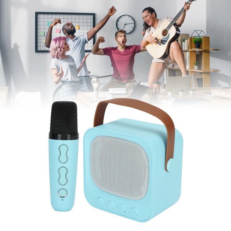 Mini Karaoke Machine Portable Bluetooth Speaker With Wireless Microphone Bass