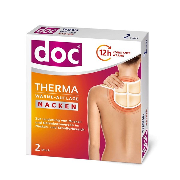 doc® Therma Heat Pad for Neck Pain Relief | Long-Lasting Deep Heat | Relieves Pain & Relaxes Muscles | 2 Pieces per Pack