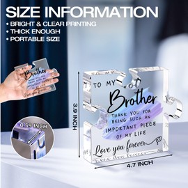 Gifts for Brother - Brother Gifts from Sister - Christmas Birthday Gifts for Brother - 4 * 4.7" Acrylic Puzzle with Gifts Box, Brother Fathers Day, Gifts from Sister, Best Brother Ever Plaque
