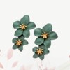 PACKOVE Double Flower Earrings 3D Flower Earrings Floral Dangle Earrings