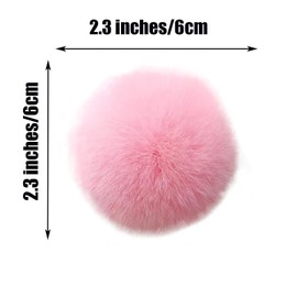 Ouliget Fluffy Faux Fur Pom Pom Ball,DIY Crafts Faux Fur Pompom Balls Small,Removable Knitting Scarves Gloves Bags Keychains Faux Fur Fabric Ball,2.3Inches 20 Pieces,Pink