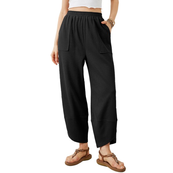 Tomosc Womens Baggy Wide Leg Pants Summer Casual Elastic Waist