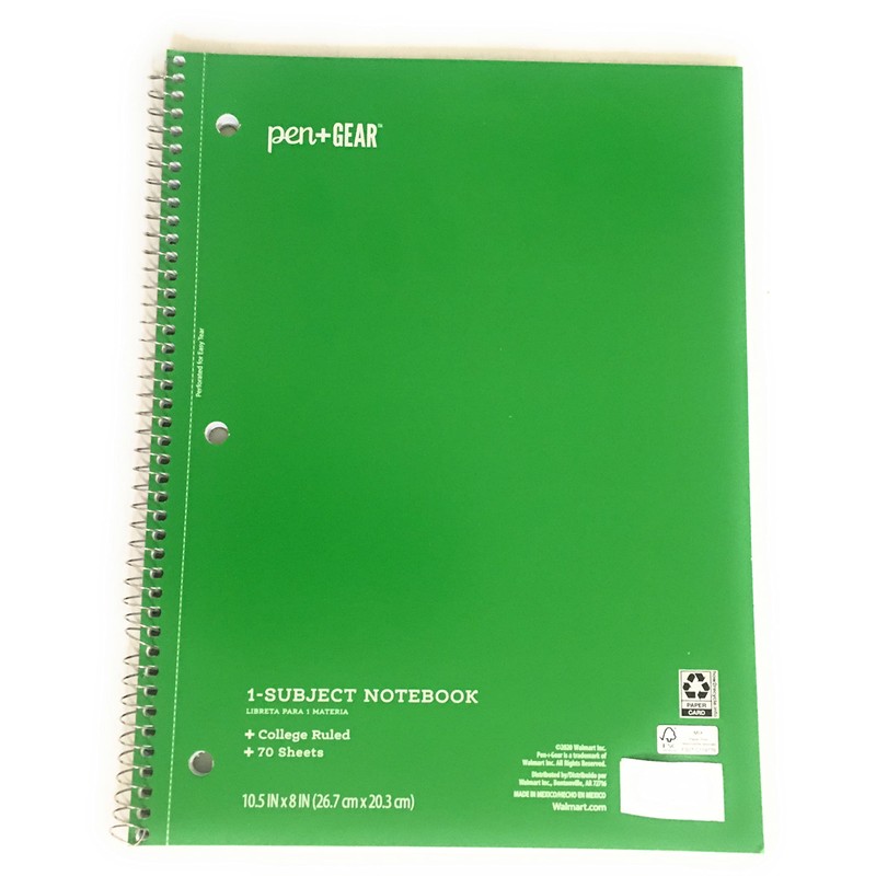 Pen + Gear 1 Subject Notebook, College Ruled, 70 Sheets