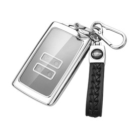 Z.MYUKI 4 colours: Key case with key ring for Renault Clio 5 | Zoe | Captur 2 | Arkana | Kadjar | Megane 4 2019-2023 2024 accessories key cover (silver), silver