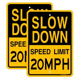 Joffreg Slow Down Speed Limit 20 MPH Sign,17 x12 Inches,Reflective Aluminum (2 Pack)