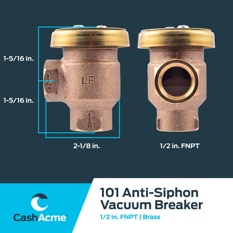 Cash Acme 1/2 Inch V-101 Anti-Siphon Vacuum Breaker, Brass Plumbing