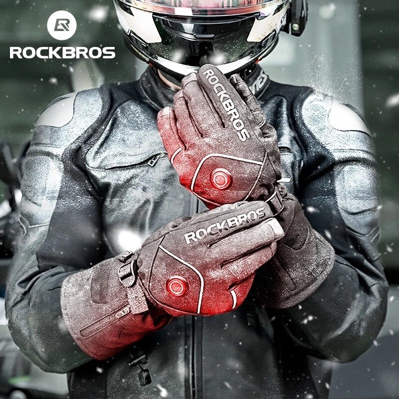 ROCKBROS Heated Gloves Electric Rechargeable Battery Thermal Mittens Gloves Men