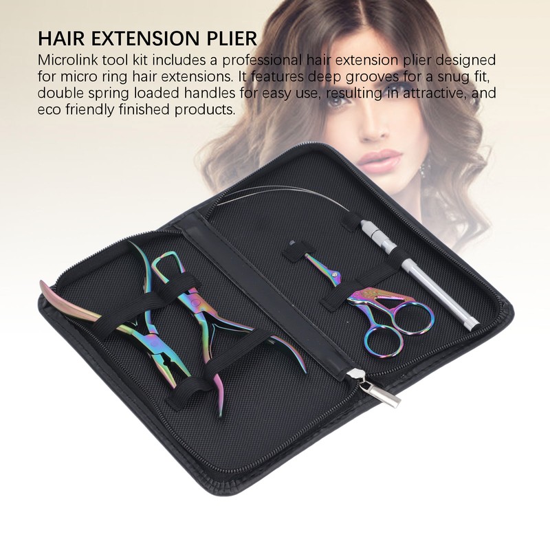 4pcs Hair Extension Tools with Pliers Wire Loop Beading Hook