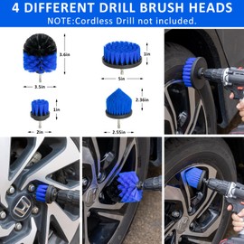 AUTODECO 27Pcs Car Detailing Brush Set, Car Detailing Kit, Auto Detailing Drill Brush Set, Car Detailing Brushes, Car Wash Cleaning Tools Kit for Interior, Exterior, Wheels, Blue