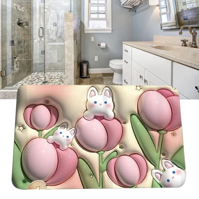 Tnfeeon 3D Visual Bath Mat, 3D Bathroom Mat Water Absorption