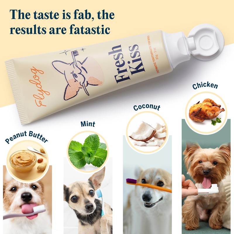 FlyDog Fresh Kiss Enzymatic Dog Toothpaste Kit - Vet Approved