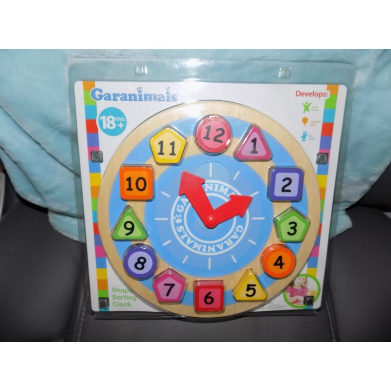 Garanimals Wooden Shape Sorting Clock NEW
