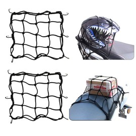 Motorcycle Cargo Net,2 Pcs Helmet Nets Motorbike Luggage Bungee Nets With 6 Pcs Hooks,Luggage Net for Motorcycles Bikes and ATVs,Black 30 cm