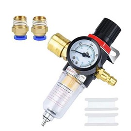 rflaueo 1/4" Air Filter Regulator Compressor with Water Separator and Quick Couplings for Compressor Filter Compressed Air Pressure Regulator Inline(U251-1)