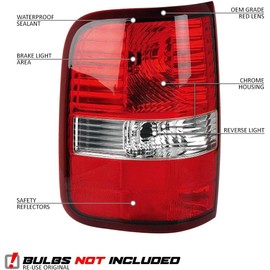 EPIC LIGHTING Halogen Replacement Spec Tail Light Styleside Compatible with FORD 04-06 F-150 F-250 [ FO2801182 4L3Z13404AA ] Right Passenger Side